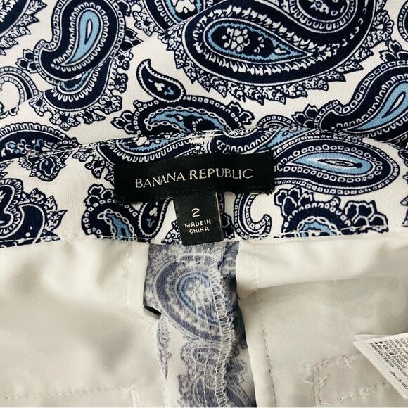 Banana Republic blue white paisley wide leg cropped coastal preppy pants 2 - Picture 7 of 8